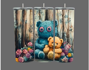 Monster Teddy Bear with Cute Floral Teddy Bear,Sizable,Vibrant super high quality PNG, JPG, SVG