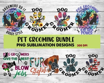 Dog Groomer Bundle PNG Sublimation Design Bundle of 8 designs, PNG File download only