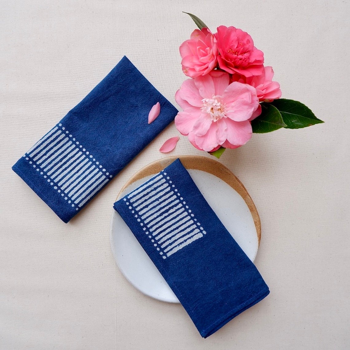 Matchstick napkins Block print napkins Indigo napkins Etsy