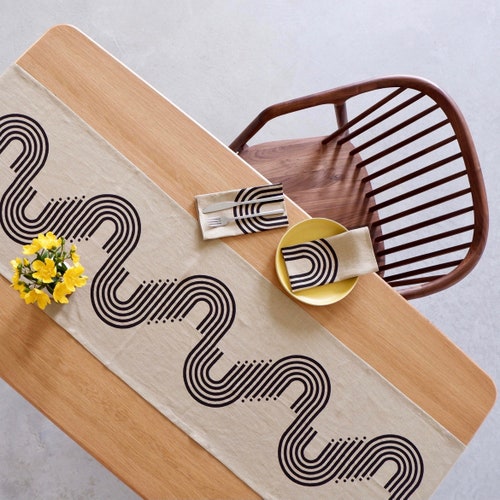 Memphis Linen Runner Block Print Runner Natural Dye Runner Etsy