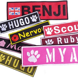 Two Personalised Belababy Dog Harness Patch Name Embroidered Corduroy Patches Fastener Hook Embroidered Dog Patch Pet Badge Custom Dog Vest