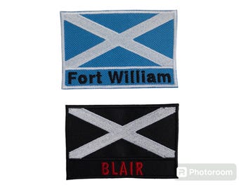 Personalized Scotland Flag Embroidered Name Patch: Tactical Hook Patch