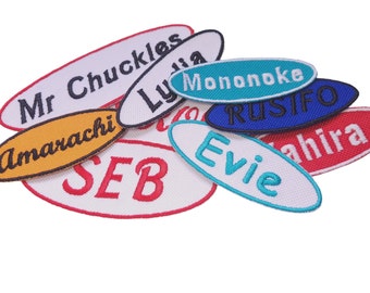Personalized Oval Name Embroidery Patches for Jackets Iron On Patch Custom Sew On Patch For Jacket Applique Bike Badge Denim Jacket Patch