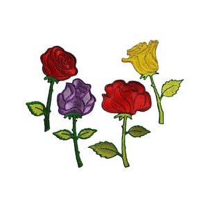 Rose Patch Embroidered Patches for Jackets Iron On Flower Patches for Jeans Badge Red Rose Patch Applique Rose Petals Patches Upcycled