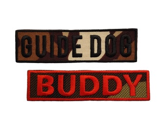 Two Personalised Dog Patch Name For K9 Harness Embroidered Camo Patches Fastener Hook Embroidered Dog Patch Pet Badge Custom Dog Vest Name