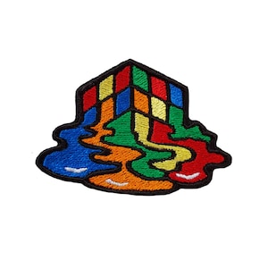 Melted Cube Embroidered Patches for Jackets Iron On Patches for Jeans Cool Badge Applique Patch for backpack