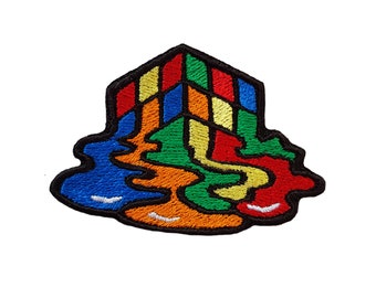 Melted Cube Embroidered Patches for Jackets Iron On Patches for Jeans Cool Badge Applique Patch for backpack