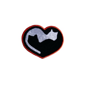 Cat Lover Patch Embroidered Patches Iron On Cat Sew on Badge Patches for Jacket Applique Patches for Jeans Heart Cat Patches for Cushion