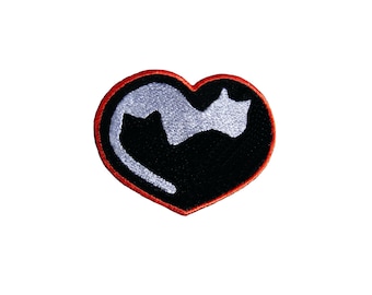 Cat Lover Patch Embroidered Patches Iron On Cat Sew on Badge Patches for Jacket Applique Patches for Jeans Heart Cat Patches for Cushion