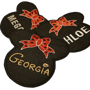 Personalized Name Embroidered Patches for Minnie Costume Fancy Dress Jackets Iron On Badge Customized Kids Patches Jeans Applique Cartoons