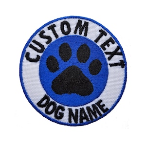 2 Embroidered Dog Name Patches, Velcro, Personalised Text/design