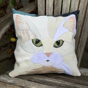 White Persian Cat Pillow, Cat Decor, Cat Lover Gift