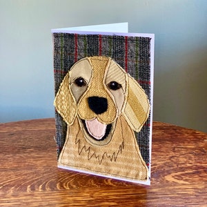 Golden Retriever Handmade Fabric Blank Greeting Card