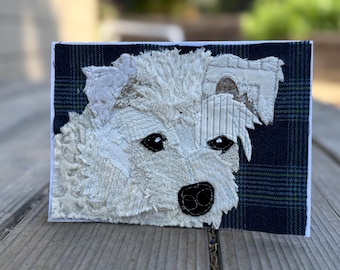 Custom Dog Card, Handmade Fabric Pet Portrait