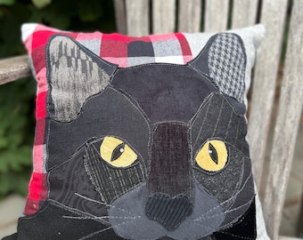 Black Cat Pillow, Cat Decor, Cat Lover Gift