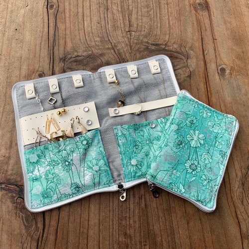 Travel Jewelry Case With Earring Holder Necklace Organizer Etsy