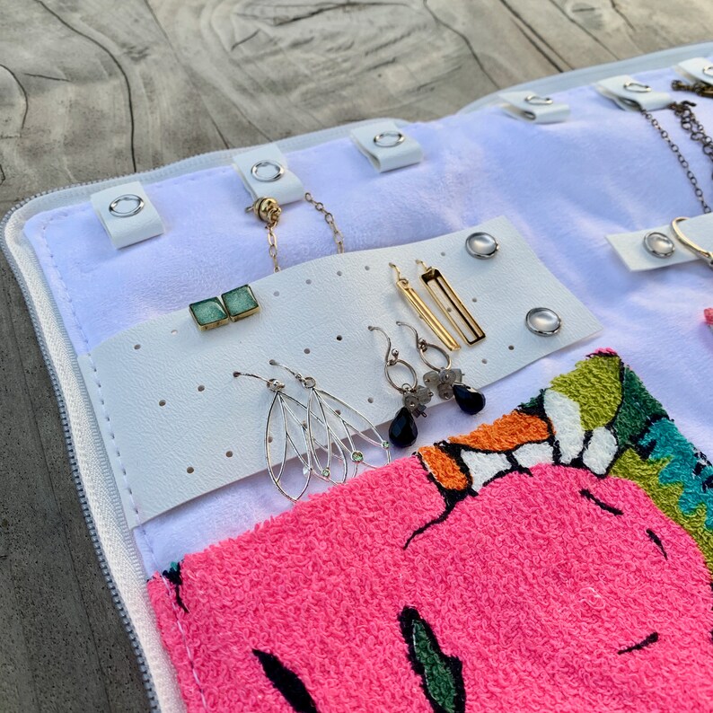 Travel Jewelry Organizer with Earring Holder Necklace Etsy