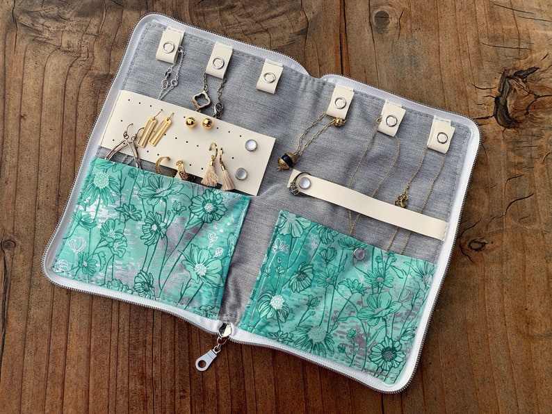 Travel Jewelry Case With Earring Holder Necklace Organizer Etsy