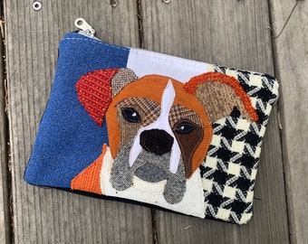 Boxer Dog Bag, Dog Zippered Purse, Dog Loss Gift