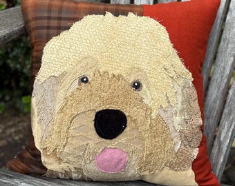 Golden Doodle Labradoodle Dog Pillow Cover, Dog Decor, Dog Lover Gift, Doodle Gift