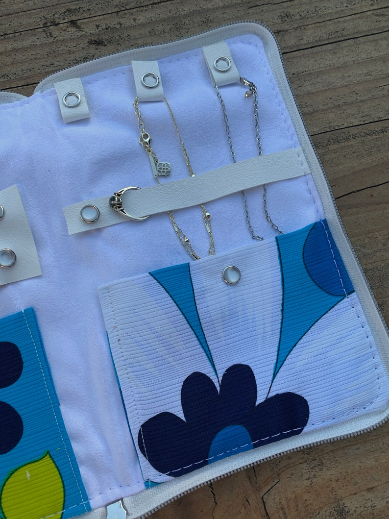 Travel Jewelry Case With Earring Holder Necklace Organizer Etsy