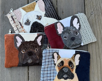 French Bulldog Zippered Bag, Dog Bag, Dog Purse, Frenchie Bag
