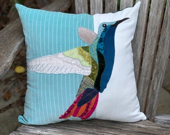 Hummingbird Pillow, Bird Pillow, Bird Decor, Bird Lover Gift, Cushion Cover