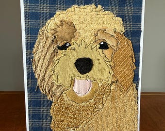Goldendoodle Handmade Fabric Blank Greeting Card