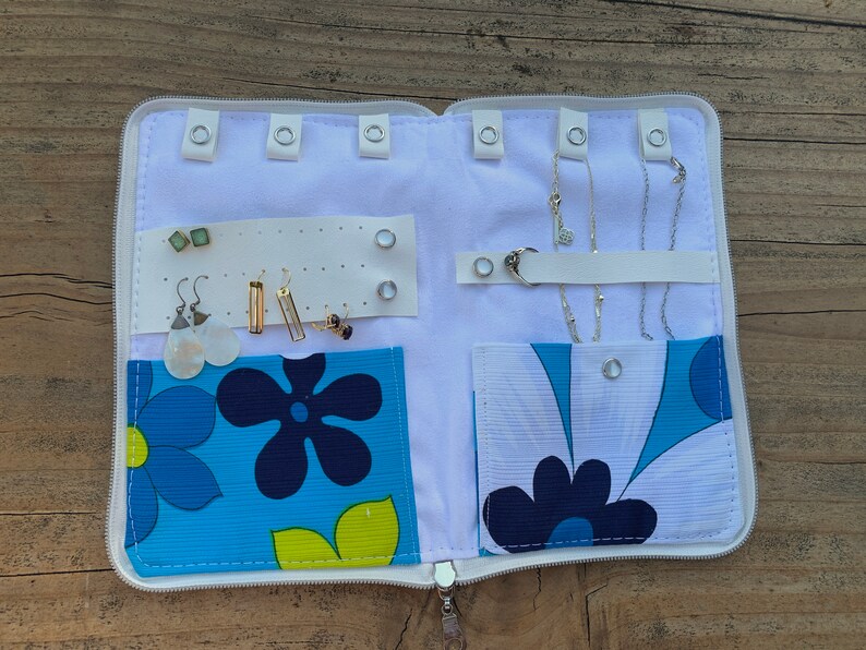 Travel Jewelry Case With Earring Holder Necklace Organizer Etsy