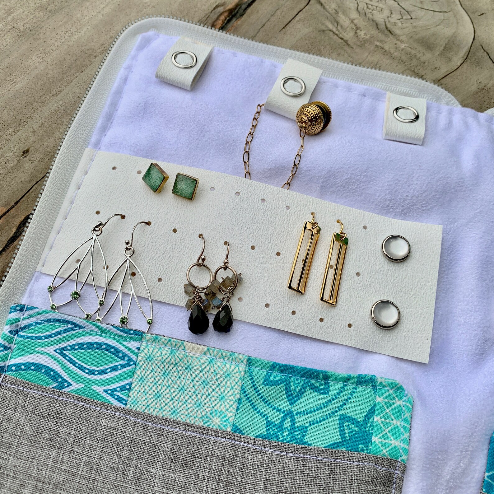 Travel Jewelry Case With Zipper Pouch Travel Bag Set Teal Etsy