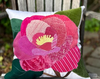 Roze camellia kussensloop - elegant bloemenaccent voor je huis, botanische decoratie