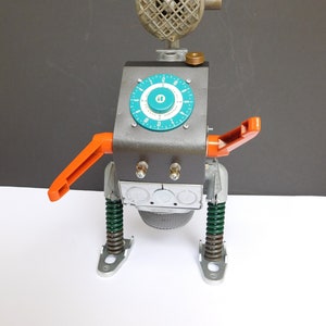 Robot sculpture, robot assemblage, found object robot
