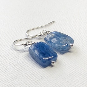 Sterling Silver Kyanite Earrings – Simple Navy Blue Gemstone Jewelry