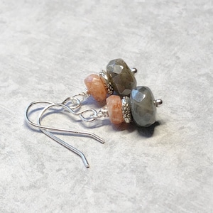 Sunstone Labradorite Earrings – Hill Tribe Fine Silver, Sterling Silver