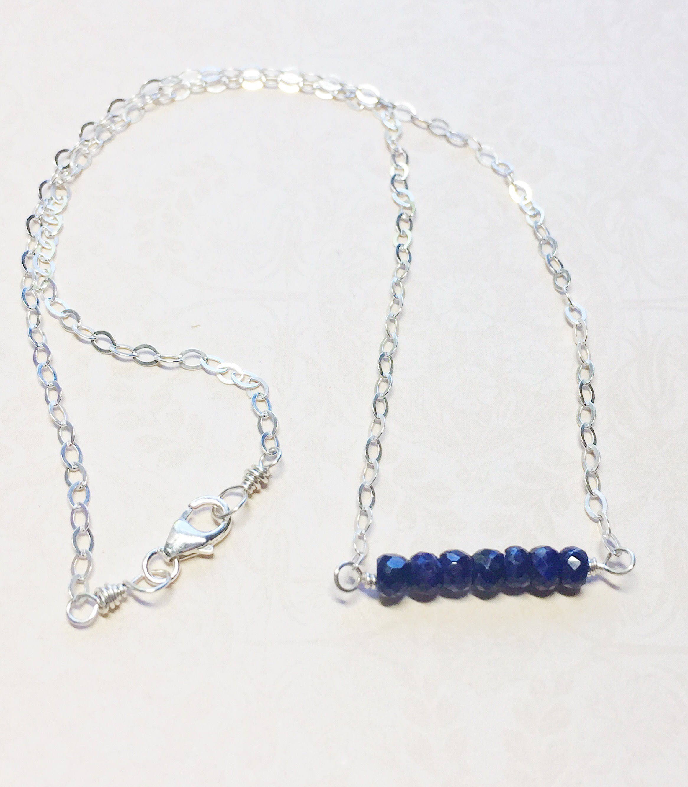 Sapphire Necklace Sterling Silver Bar Necklace Sundance Etsy