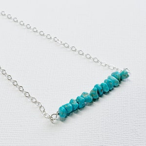 Kingman Blue Turquoise Bar Necklace- Sundance Style- Arizona Turquoise Gemstone Sterling Silver- Minimalist Jewelry- Robins Egg Blue color