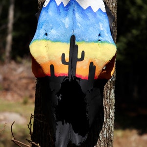 Real Hand Painted Cow Skull
