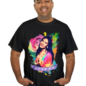 Colorful Selena Unisex Heavy Cotton Tee, Selena Quintanilla Perez, Selena Fan, Selena Bestie, Tejano, Selena design, Music Fan, Musical Tee