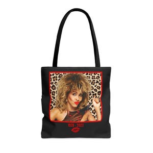Double Sided Tina Turner Tote Bag, RIP Tina Turner, Tina memorial, Tina memory, Tina Turner gift, Tina Turner, Queen of Rock and Roll, RIP