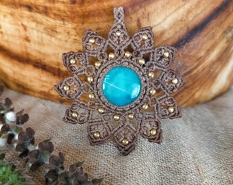 Larimar pendant, larimar mandala pendant, larimar necklace