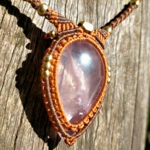 Rose Quartz necklace, macrame necklace