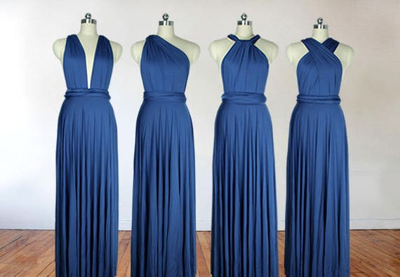 navy blue long dress bridesmaid