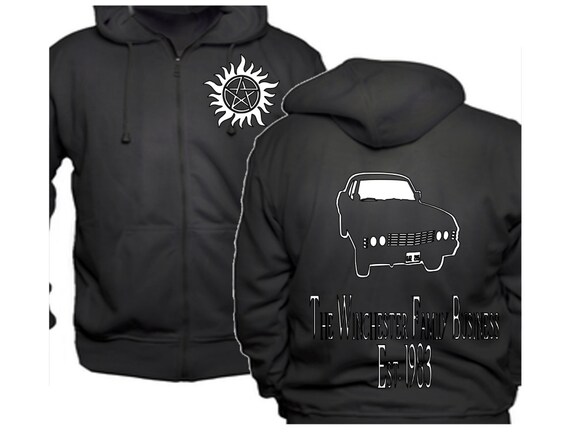 supernatural zip up hoodie