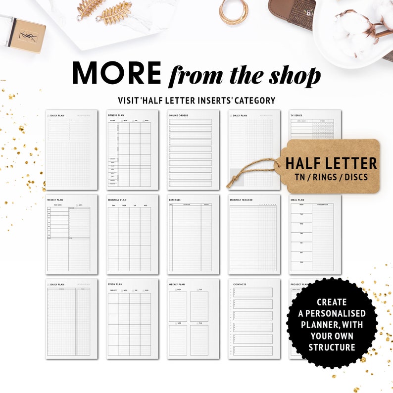 Half Letter Inserts BUNDLE Bestseller Printable Planner Etsy