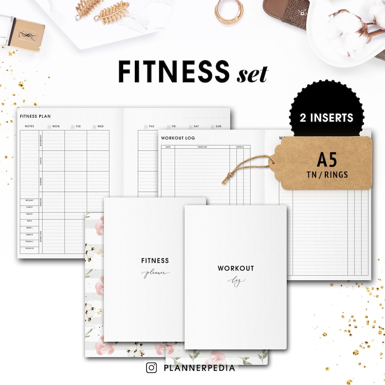 A5 inserts Fitness journal health planner workout Etsy