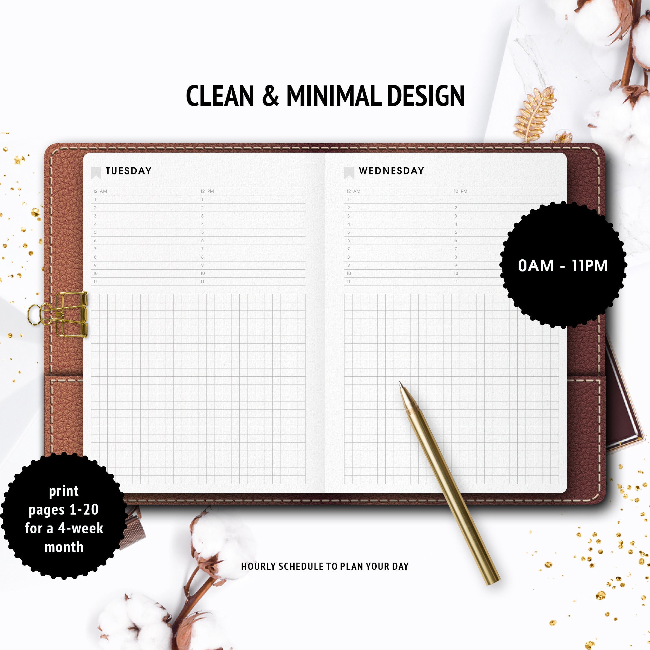 B6 inserts DAILY planner day on one page printable inserts Etsy