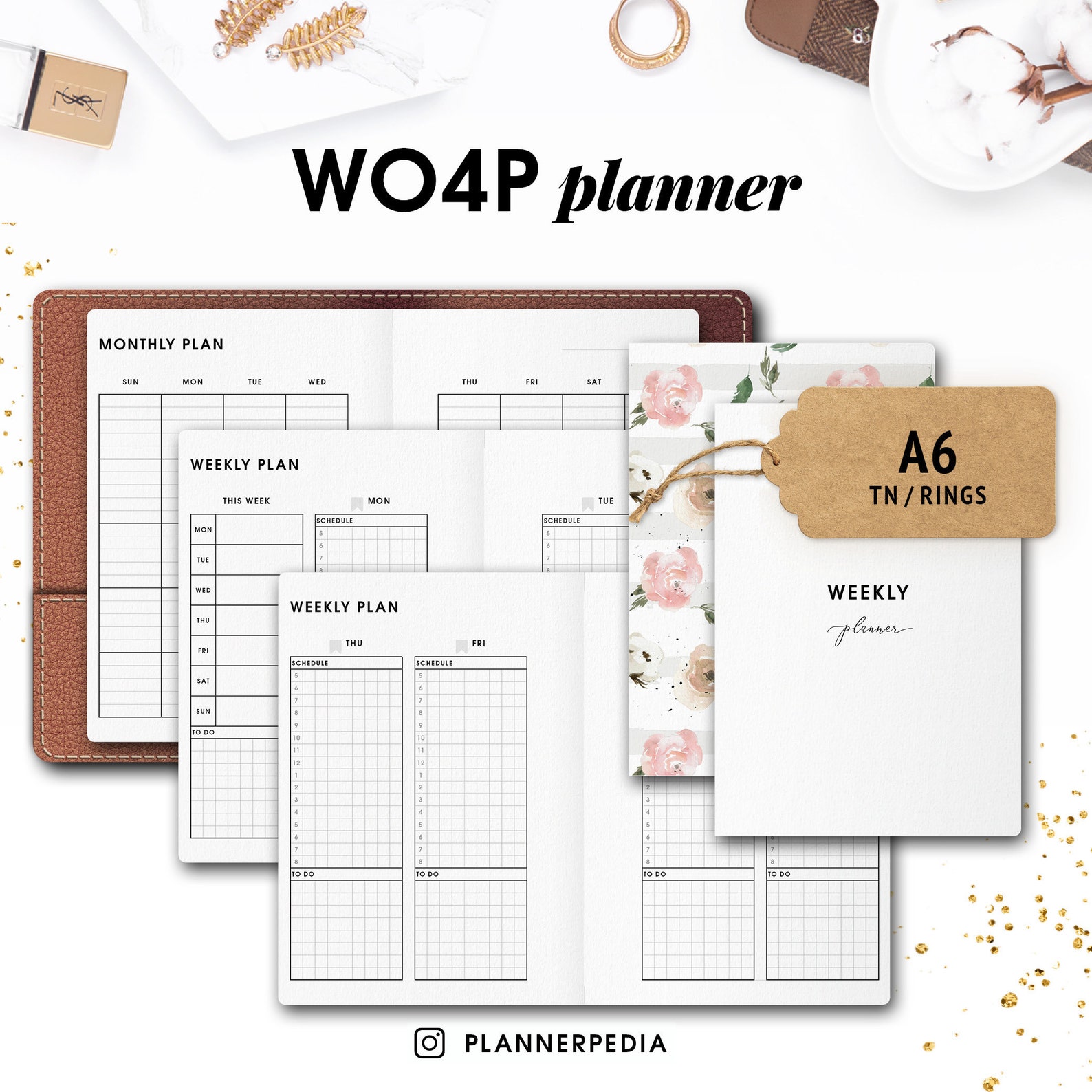 A6 inserts WEEKLY planner week on four pages printable Etsy