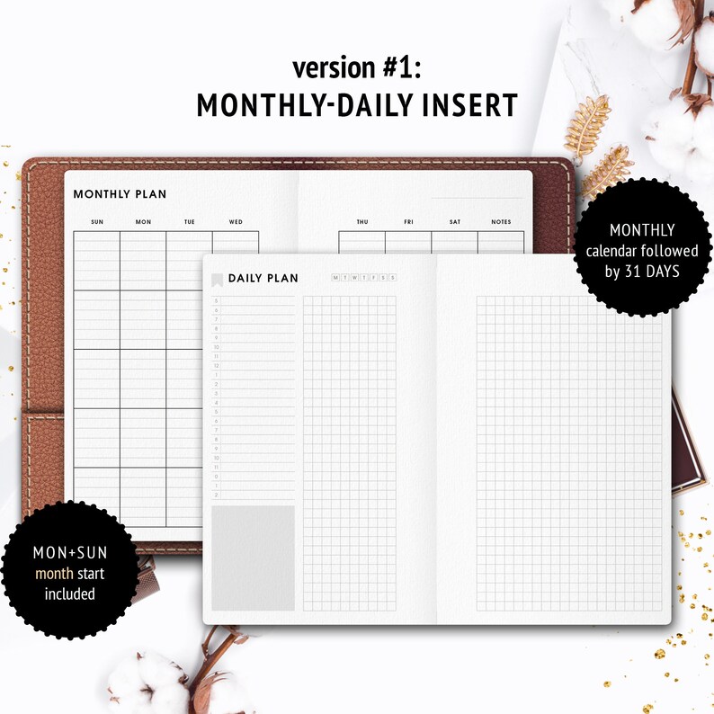 B6 slim inserts DAILY planner day on two pages printable Etsy
