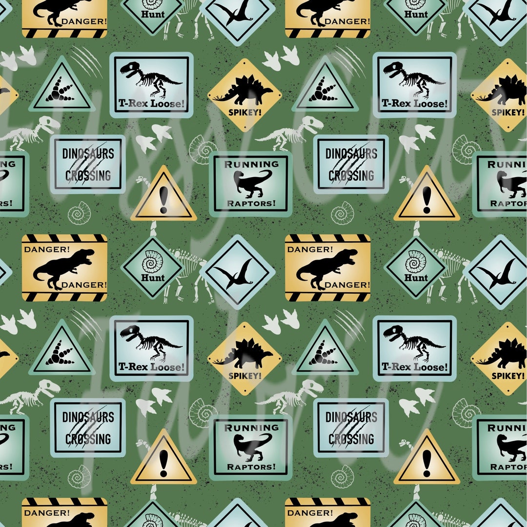 Dinosaur Crossing Signs Warning Signs Dino Fabric - Etsy