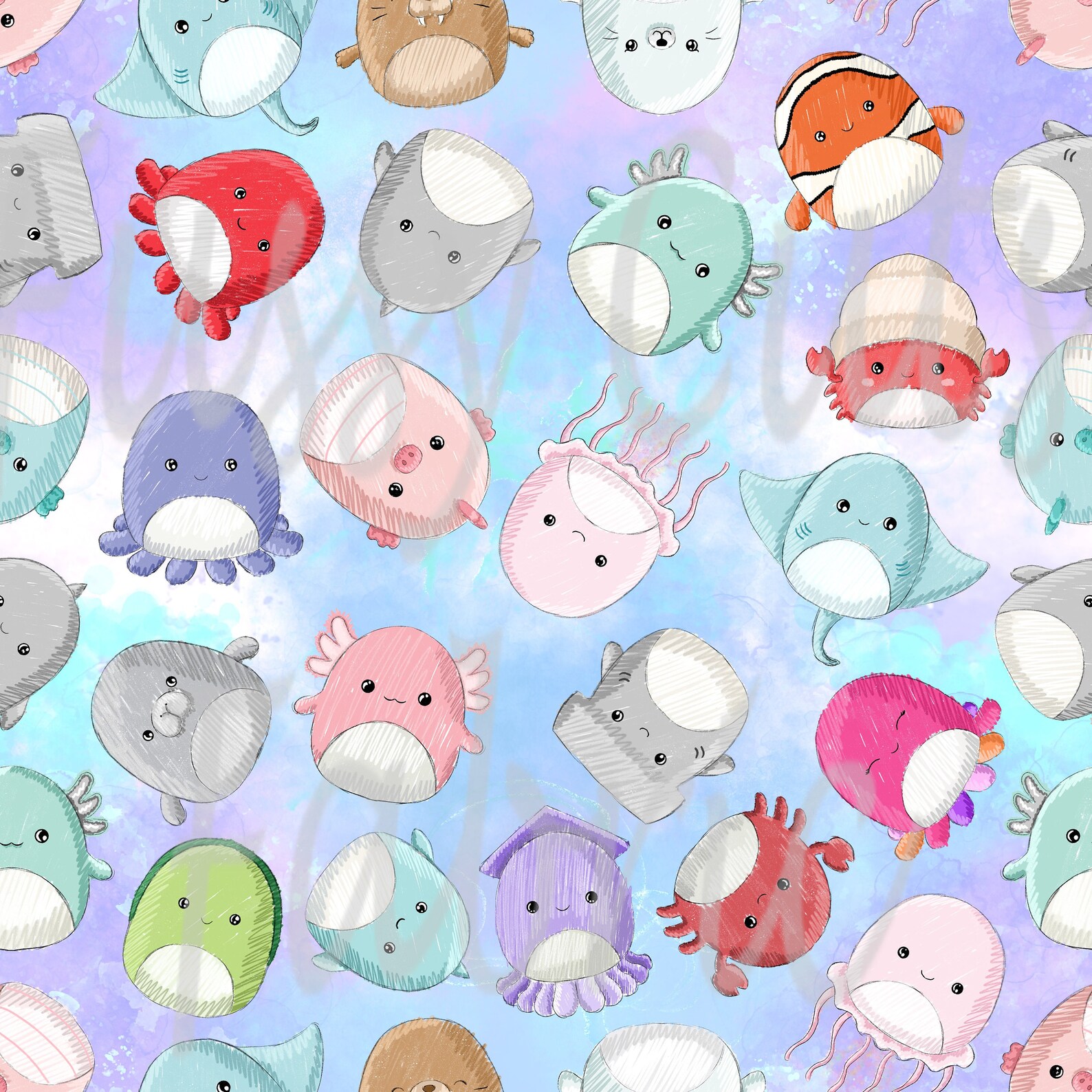 Squishmallows Sea Creatures Fabric Squishy Toy Fabric Etsy Israel